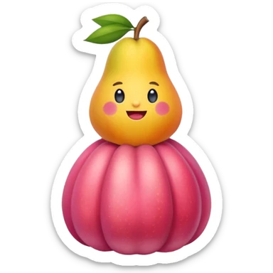 eine birne in einem pinken kleid soll aussehen wie eine reiche frau aber als birne die frau soll eine birne sein die frucht  sticker