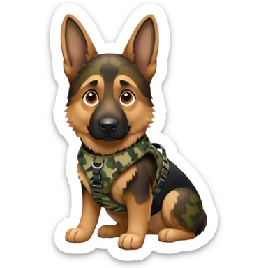 German shepherd with camo harness  sticker