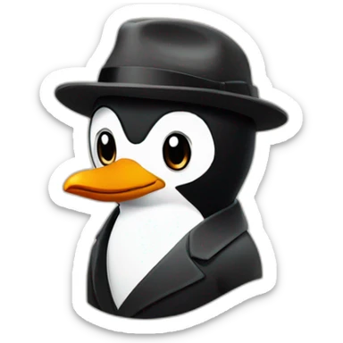 penguin emoji with a peaky blinders flat cap sticker