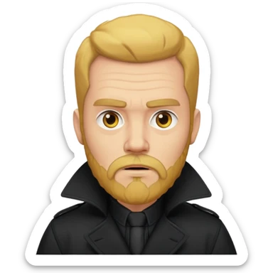 yellow bearded man in black in black trenchcoat  sticker