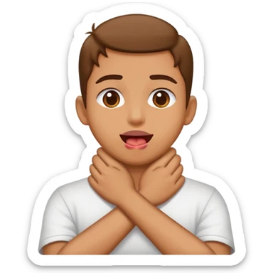 person holding neck crossed hands tongue out  sticker