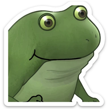 green bufo frog dashing forward determined face dynamic movement 'Io che corro' sticker