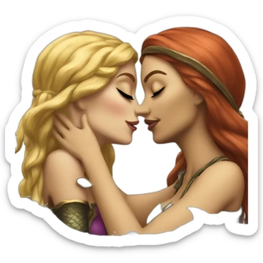 Mermaid and woman pirate kissing sticker