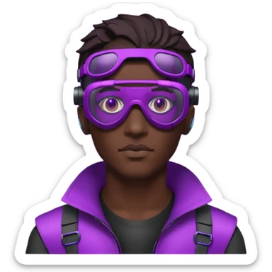 Cyberpunk man head 3d puruple cyber VR -glasses sticker