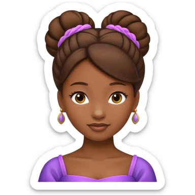 tạo cho tôi emoji tạo hình của công chúa da đen tóc nâu búi tóc 1 bên sticker