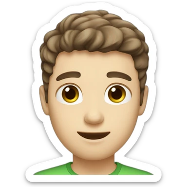 cute white man with dark brown fade haircut green eyes sticker