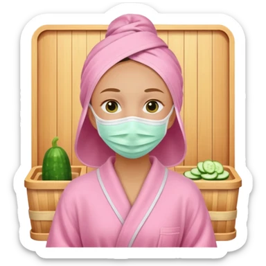🧖‍♀️this with cucumber eyeys at a spa and a pink robe sticker