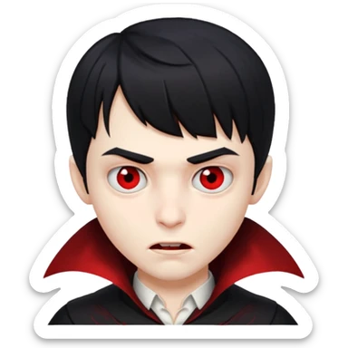 boy vampire with black hair and bangs sticker