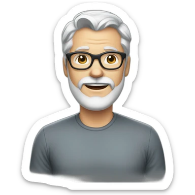 40 year old white man with grey hair and grey beard and dark glasses, KITCHEN sticker
