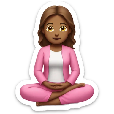girl with brown hair and in pink clothes sitting in meditation  sticker