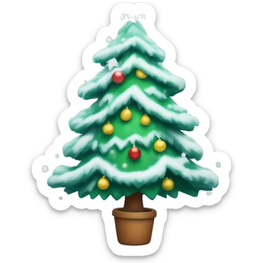 cute chirstmas tree with snowflakes falling sticker