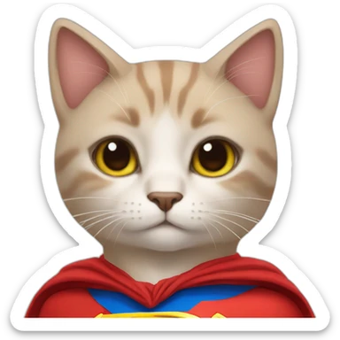 A cat in red superman dress sticker