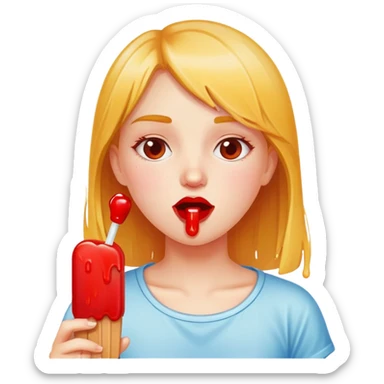 girl eating popsicle  sticker