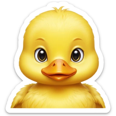 Cinematic Noble Yellow Baby Duck Portrait Emoji, Poised and regal, with a tiny, delicate build and a vibrant, well-groomed bright yellow downy coat, deep-set soulful bright eyes, Simplified yet sharp and sophisticated features, highly detailed, glowing with a soft, dignified glow, high shine, intelligent and charming, stylized with an air of youthful elegance, focused and attentive, soft glowing outline, capturing the essence of a watchful and confident little duckling, so majestic it feels as though it could peep out of the screen with effortless authority! sticker