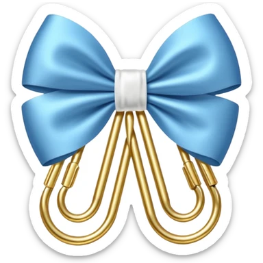 one gold paper clip with a white bow in the middle sticker