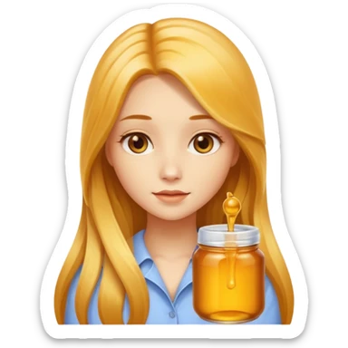 Beautiful girl with long hair made of real honey sticker