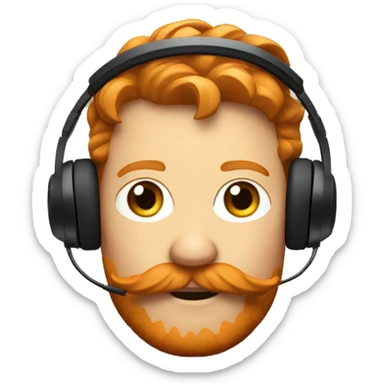 ginger with mustache and Sony over ear headphones sticker