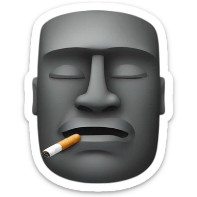 moai stone face smoking cigarette sticker