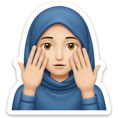 Covering the face with hands and peeping through your finger sticker