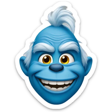Blue grinch smiling sticker
