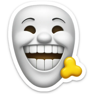 Emoji smiling with a yellow bone in its mouth sticker
