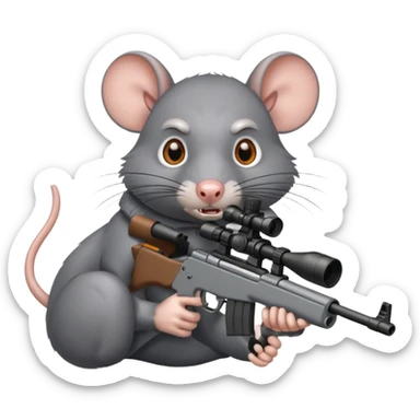 angry rat aiming sniper rifle sticker