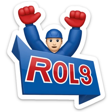 cheering sign american football in blue (#00A3E0) and red (#F9423A) sticker