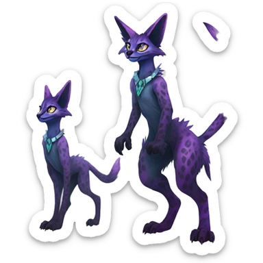Epic Edgy Colorful ethereal eldritch Sergal-Serval-Fionbri full body sticker