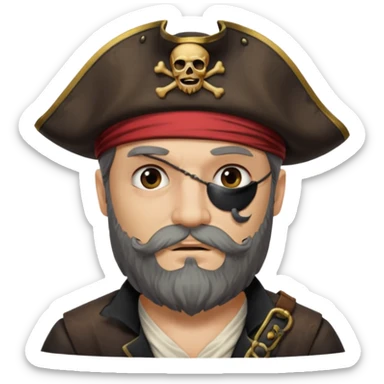 pirate captain eye pach beard sticker