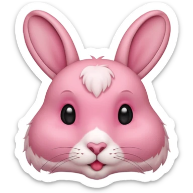 Kissing rabbit, profile, long ears, floating heart in front of mouth sticker
