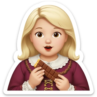 Big fat girl with blonde hair eating chocolate in Austria  sticker