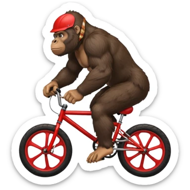 Gorilla wheeling a red BMX bike sticker