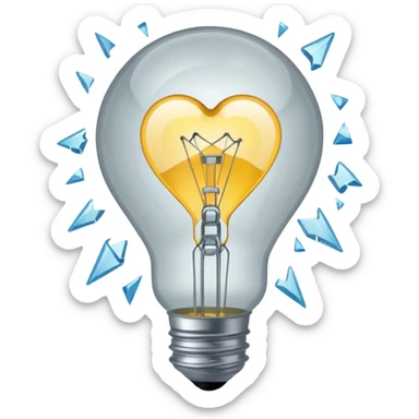 A light bulb broken in half is like a broken heart sticker