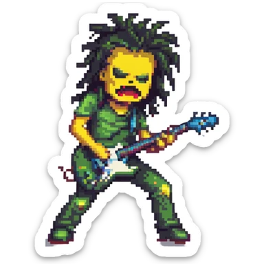 heavy metal concert, headbanging, electric guitar solo sticker
