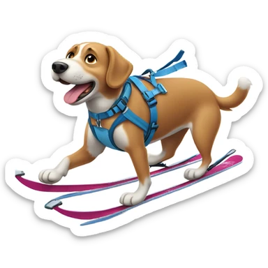 Dog cross country skiing  sticker