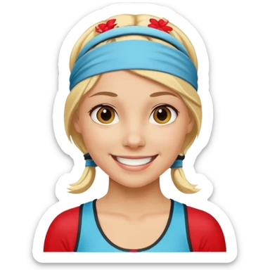 blonde female athelete with headband sticker