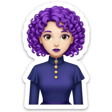Fashion Model with Purple Curls, navy dress sticker