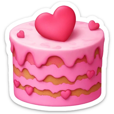 Pink cake with heart design sticker