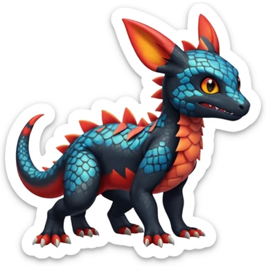 Cute Exotic Colorful Guilmon-Salandit-Umbreon-Charmeleon-Fakémon-hybrid-creature (full body)  sticker