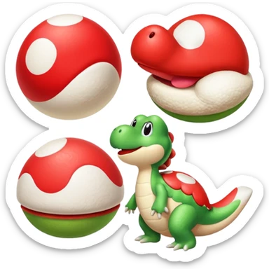 yoshi vers cute plus mignon comme la troisième image mais avec un coco rouge et blanc sticker
