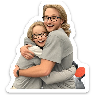 father and son joyful moment sticker