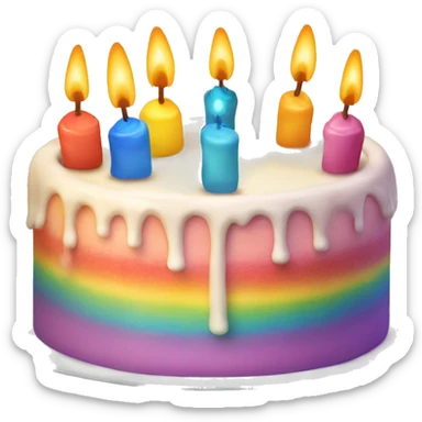 Una tarta de cumpleaños con el color del arcoíris sticker