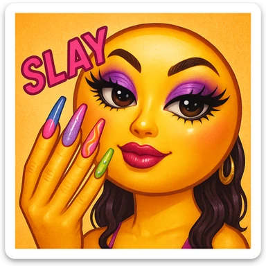 slay emoji with long nails sticker