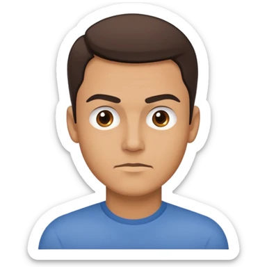 Generate a sarcastic emoji or sticker in a minimal flat-design style.  
The emoji should display a confident “nah, not today” attitude:  
- raised eyebrow  
- slight smirk  
- subtle eye-roll or side glance  
- man sticker