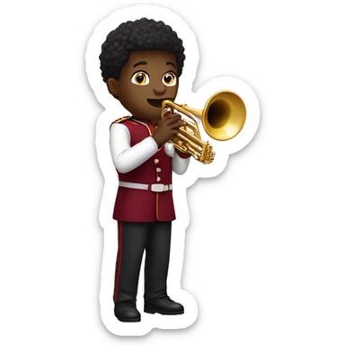 black boy playing trumpet wearing maroon uniform sticker