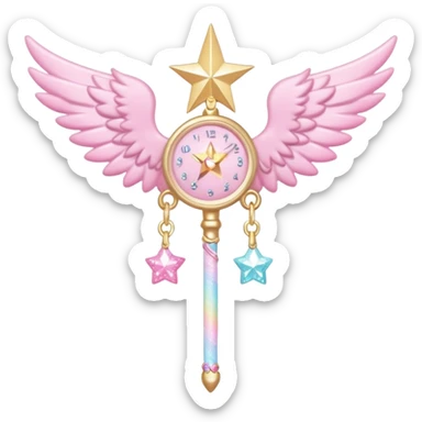 Kawaii decora cutecore starlight staff with wings and cute charms sticker