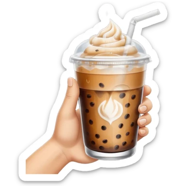 a white hand holding an iced coffee but just the hand and the cup sticker