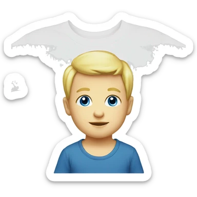 Boy blonde toddler full body blue eyes t shirt sticker