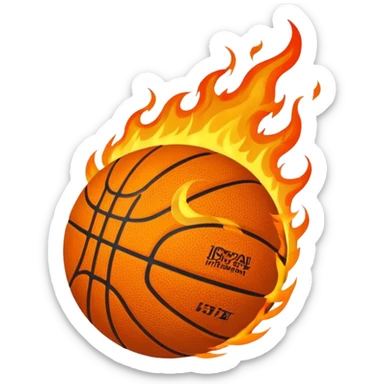 a flaming basketball sticker
