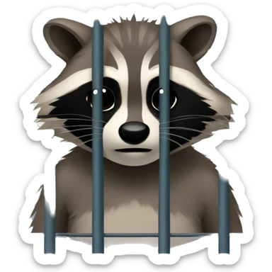 Raccoon behind prison bars sticker